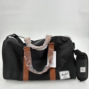 Herschel Novel Duffel Bag Standard Canvas 43L Black 20x11” Weekend Travel NEW